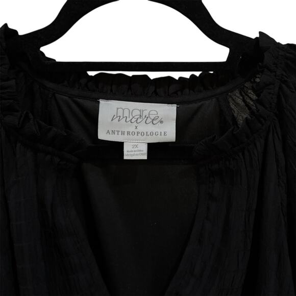 Anthropologie Mare Mare Black Tiered Mini Dress Size 2X - Picture 3 of 5